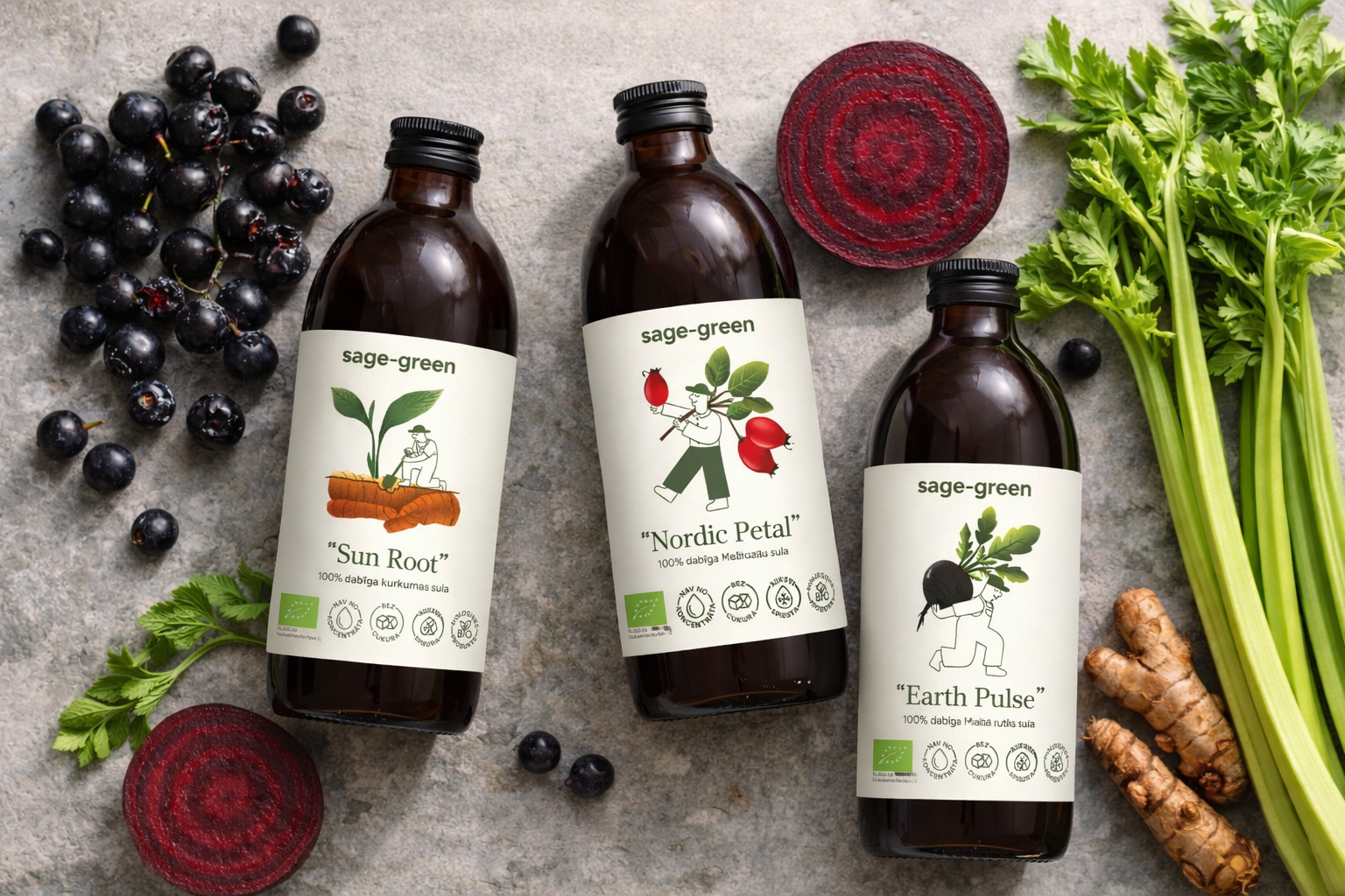 sage-green functional cold-pressed juices