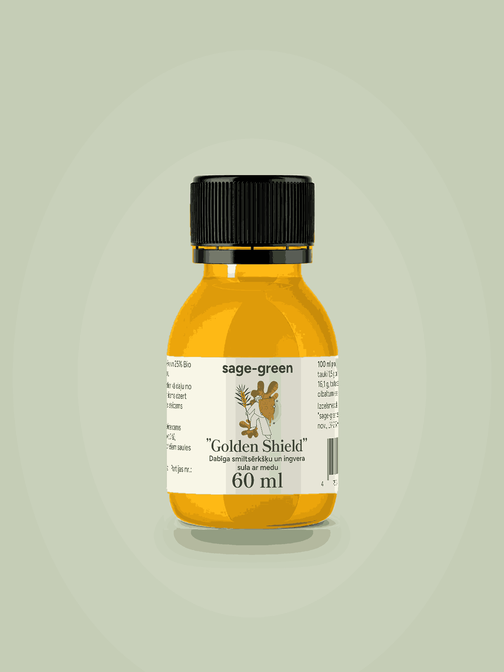 Golden Shield – bioloģisks funkcionālais šots ar smiltsērkšķi, ingveru un medu (60 ml)