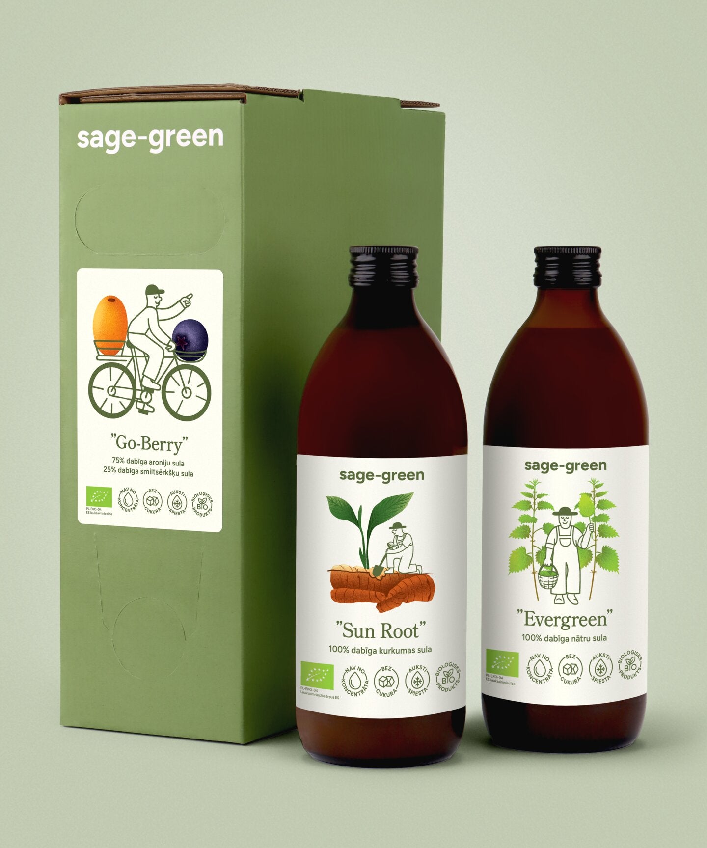 Komplekts Elpo brīvi – 3 L aroniju-smiltsērkšķu sula, 500 ml kurkumas sula un 500 ml nātru sula no augstvērtīgām bioloģiskām sastāvdaļām